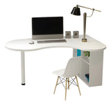 Textured White Wood Writing Desk with Exterior Shelf Image - 10