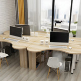 Textured White Wood Writing Desk with Exterior Shelf Image - 18