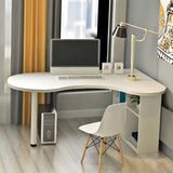 Textured White Wood Writing Desk with Exterior Shelf Image - 4