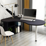 Textured White Wood Writing Desk with Exterior Shelf Image - 9
