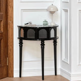 Three Leg Decorative Half Moon Black Wood Console Table Image - 1