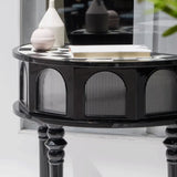 Three Leg Decorative Half Moon Black Wood Console Table Image - 4