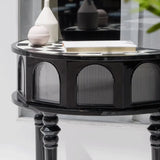 Three Leg Decorative Half Moon Black Wood Console Table Image - 4