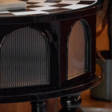 Three Leg Decorative Half Moon Black Wood Console Table Image - 5