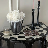 Three Leg Decorative Half Moon Black Wood Console Table Image - 6