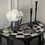 Three Leg Decorative Half Moon Black Wood Console Table Image - 6
