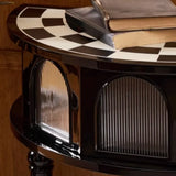 Three Leg Decorative Half Moon Black Wood Console Table Image - 8