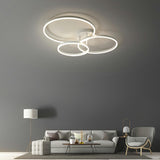 Three White Circle LED Semi-Flush Mount Ceiling Light Image - 1