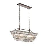 Tiered Droplets Rectangular Crystal Chandelier Light Image - 3