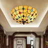 Tiffany Beige Cabochon Glass Flush Mount Ceiling Light Image - 3