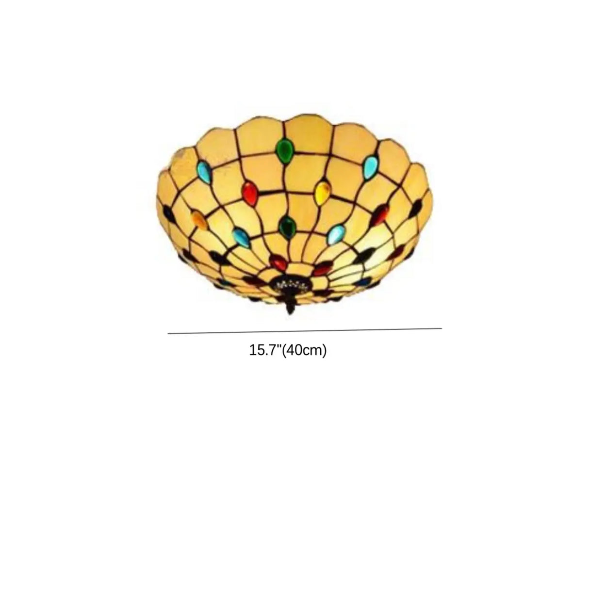 Tiffany Beige Cabochon Glass Flush Mount Ceiling Light 