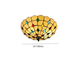 Tiffany Beige Cabochon Glass Flush Mount Ceiling Light #size