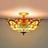 Tiffany Blue Bowl-Shaped Glass Semi-Flush Mount Light Image - 11