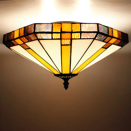 Tiffany Brown Cone Glass Small Flush Mount Ceiling Lamp Image - 2