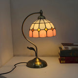 Tiffany Floral Curved Brass Table Lamp Multi-Color 1 Bulb Image - 15