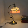 Tiffany Floral Curved Brass Table Lamp Multi-Color 1 Bulb Image - 15