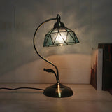 Tiffany Floral Curved Brass Table Lamp Multi-Color 1 Bulb Image - 17