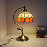 Tiffany Floral Curved Brass Table Lamp Multi-Color 1 Bulb Image - 18