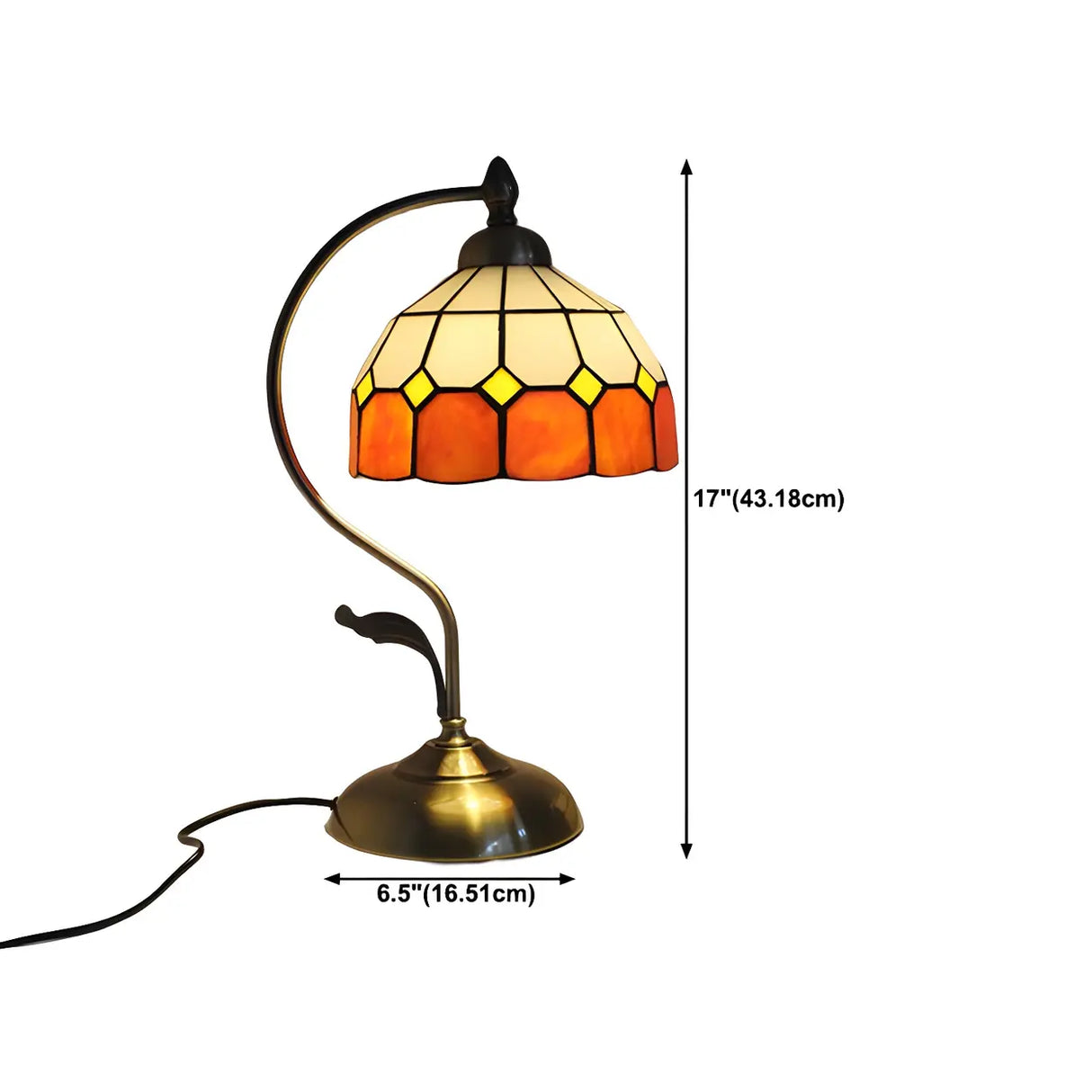 Tiffany Floral Curved Brass Table Lamp Multi-Color 1 Bulb Image - 27