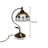 Tiffany Floral Curved Brass Table Lamp Multi-Color 1 Bulb Image - 28