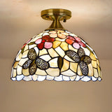 Tiffany Flower Butterfly Mini Dome Flush Mount Light Image - 2