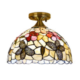 Tiffany Flower Butterfly Mini Dome Flush Mount Light Image - 3