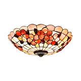 Tiffany Flower Pattern Shell Glass Flush Mount Light Image - 12