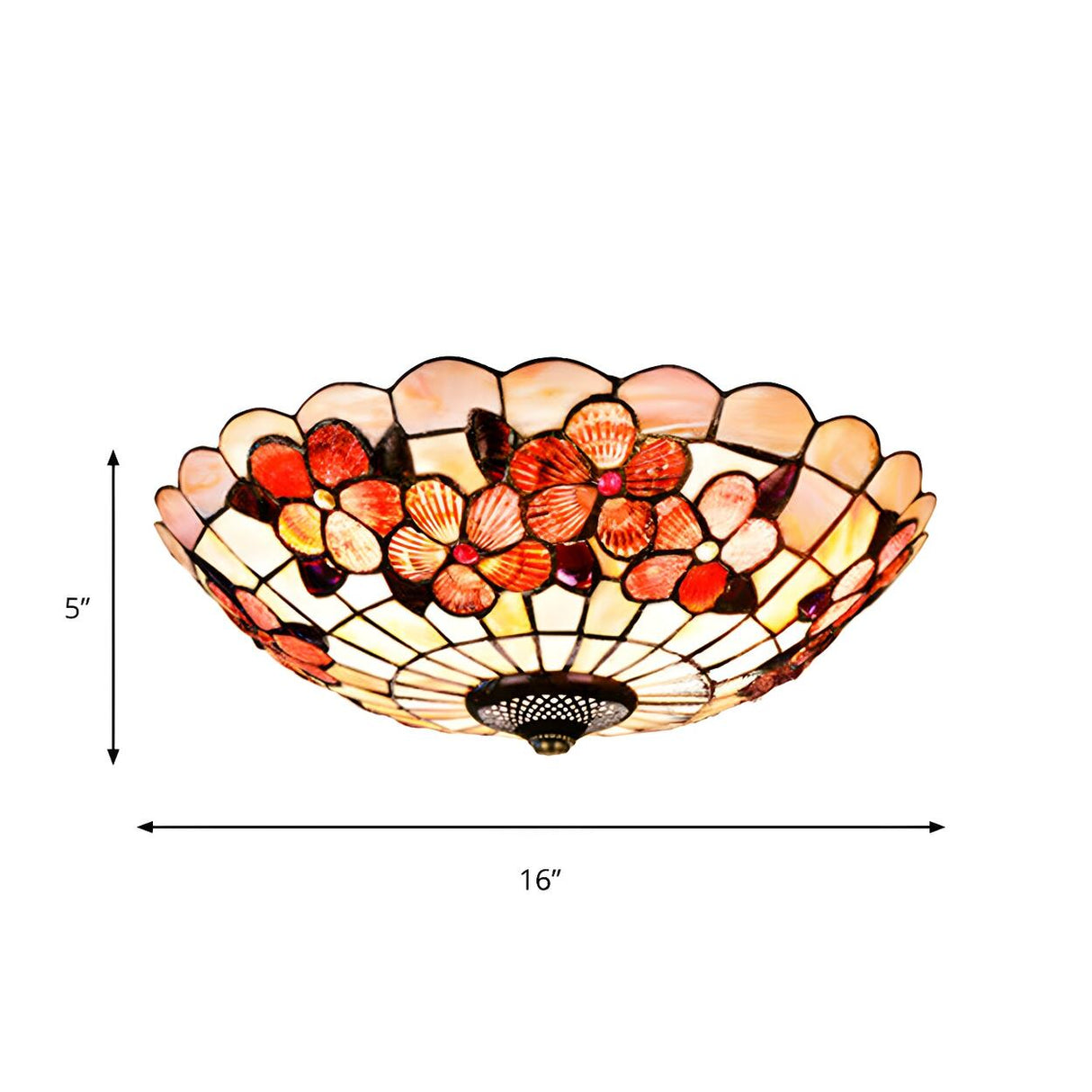 Tiffany Flower Pattern Shell Glass Flush Mount Light Image - 14