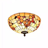 Tiffany Flower Pattern Shell Glass Flush Mount Light Image - 3