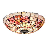 Tiffany Flower Pattern Shell Glass Flush Mount Light Image - 4