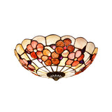 Tiffany Flower Pattern Shell Glass Flush Mount Light Image - 7