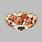 Tiffany Flower Pattern Shell Glass Flush Mount Light Image - 8