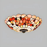 Tiffany Flower Pattern Shell Glass Flush Mount Light Image - 8