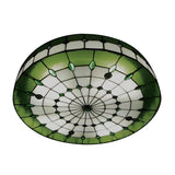 Tiffany Green Round Glass Flush Mount Ceiling Light Image - 3
