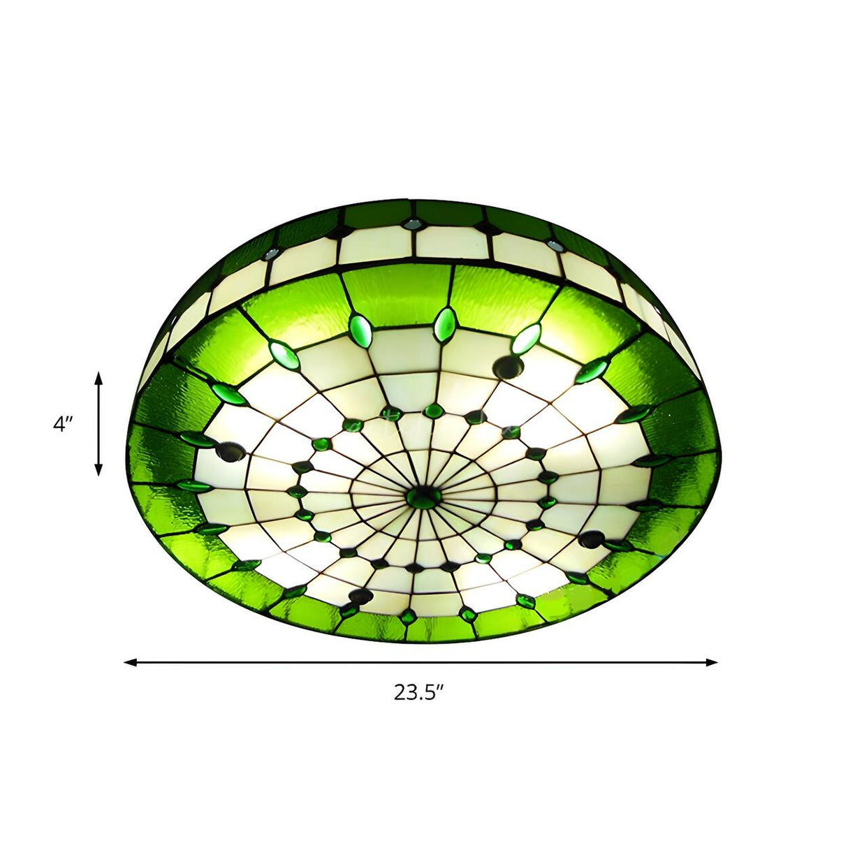 Tiffany Green Round Glass Flush Mount Ceiling Light Image - 4