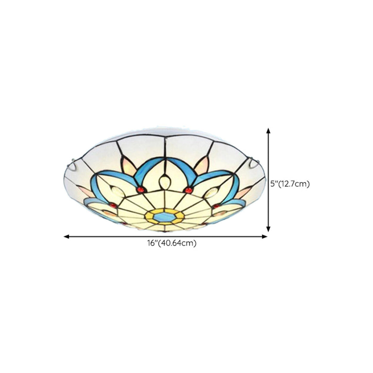 Tiffany Stained Glass Flush Mount Light Living Room Image - 16