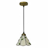 Tiffany Stained Glass Green Leaves Dome Pendant Light Image - 3