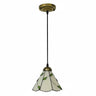 Tiffany Stained Glass Green Leaves Dome Pendant Light Image - 3