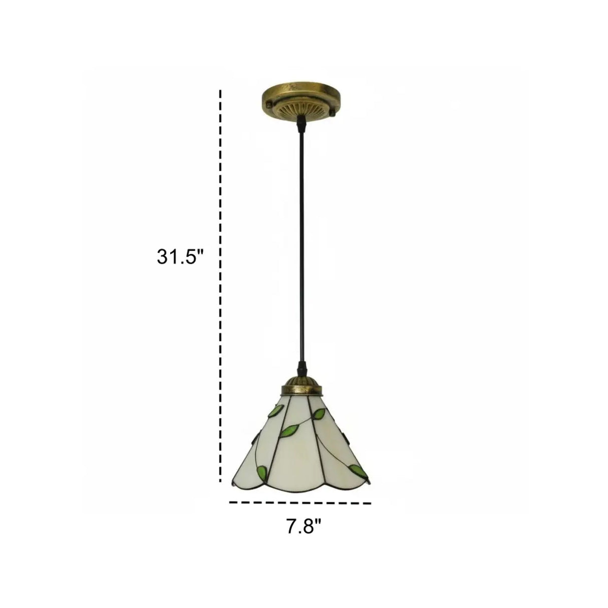 Tiffany Stained Glass Green Leaves Dome Pendant Light 