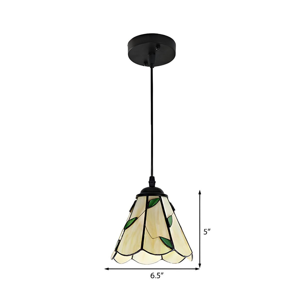Tiffany Stained Glass Green Leaves Dome Pendant Light 