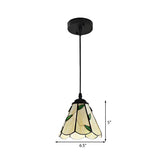Tiffany Stained Glass Green Leaves Dome Pendant Light #size