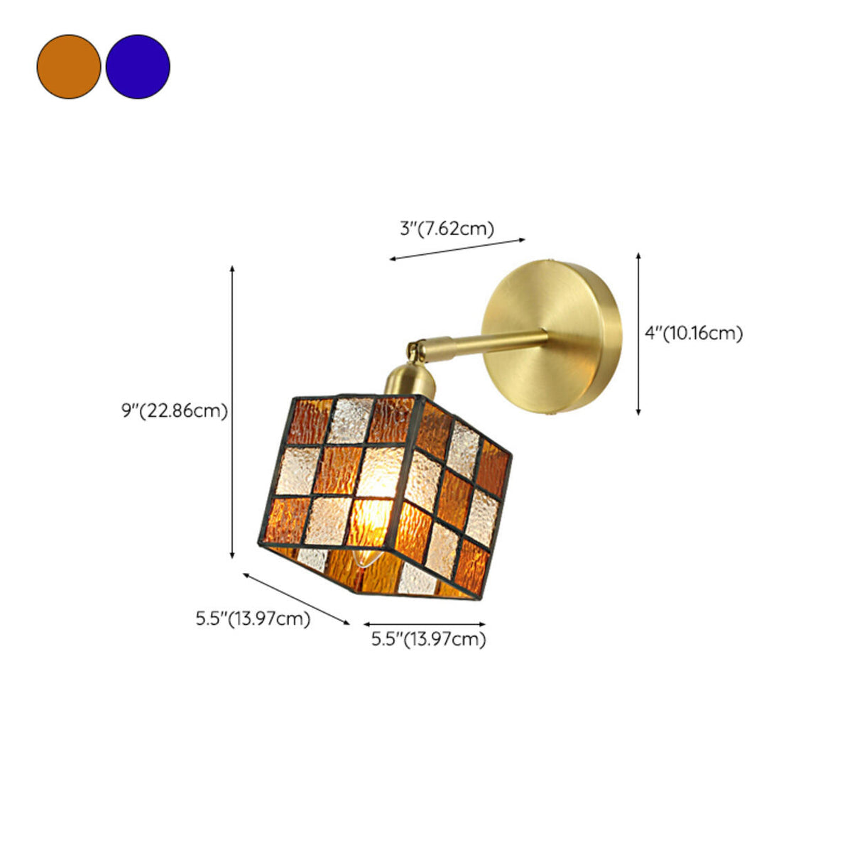 Tiffany Style Square Stained Glass LED Wall Sconce 