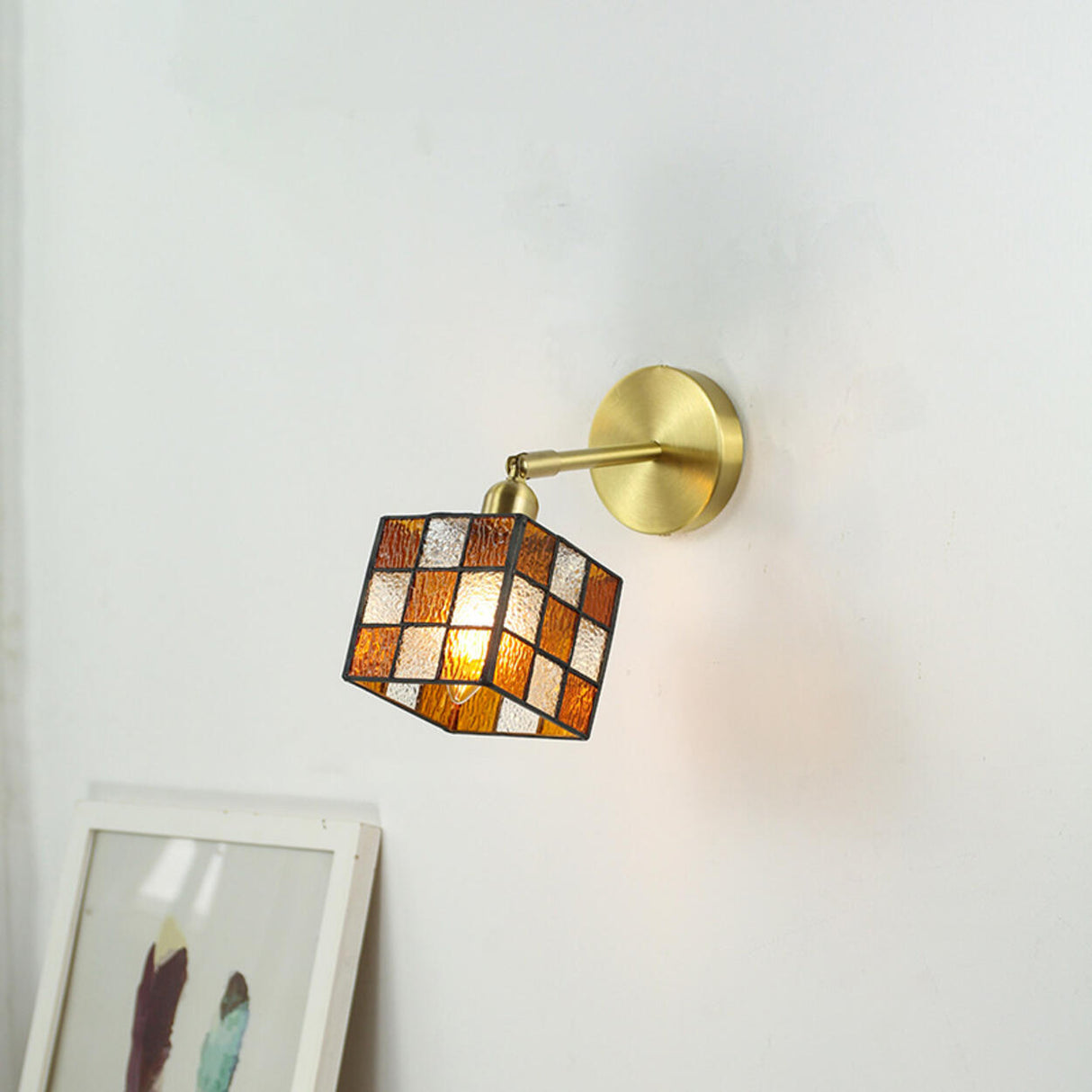 Tiffany Style Square Stained Glass LED Wall Sconce Image - 5