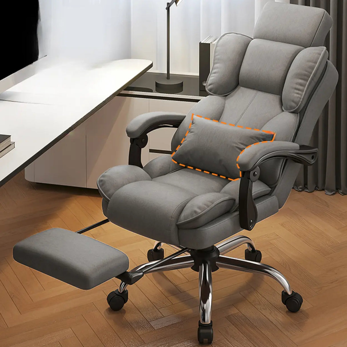 Tilt Brown Adjustable Ergonomic Steel Frame Office Chair Image - 14