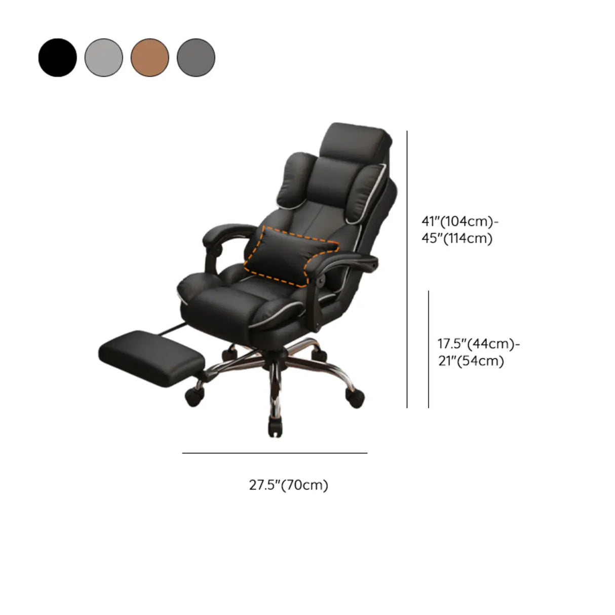 Tilt Brown Adjustable Ergonomic Steel Frame Office Chair Image - 16
