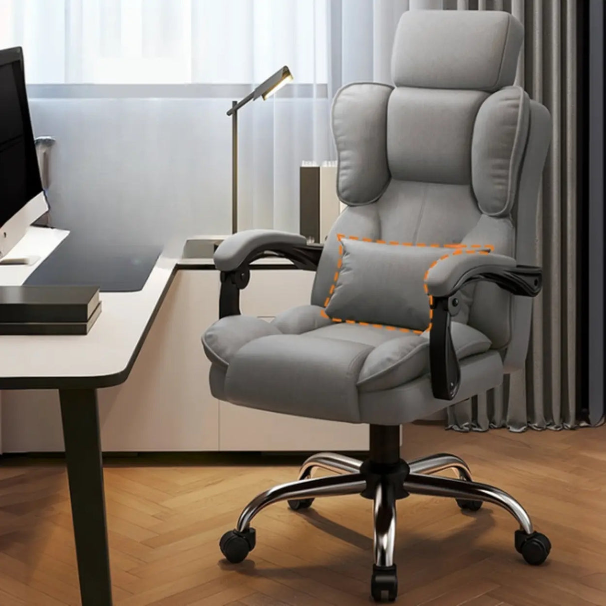 Tilt Brown Adjustable Ergonomic Steel Frame Office Chair Image - 3