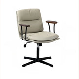 Tilt Ergonomic Off-White Swivel Leather Office Chair Image - 22