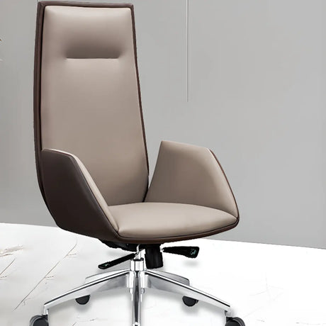 Tilt Ivory Swivel Adjustable Aluminum Leather Office Chair Image - 1
