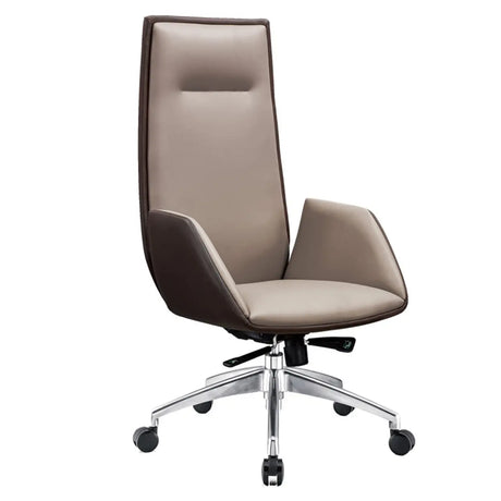 Tilt Ivory Swivel Adjustable Aluminum Leather Office Chair Image - 2