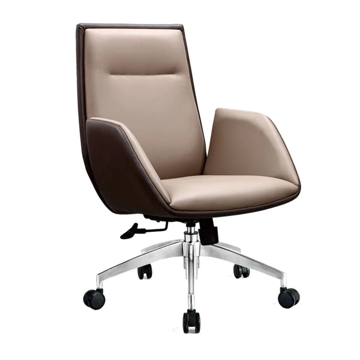 Tilt Ivory Swivel Adjustable Aluminum Leather Office Chair Image - 4